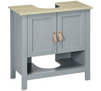 kleankin Armario para Debajo de Lavabo con 2 Puertas y Estante Interior Ajustable Mueble Auxiliar de Almacenamiento 60x30x60cm Gris Aosom España