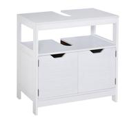 Kleankin armario para debajo de lavabo gabinete de baño con estante 2 puerta de almacenamiento dispositivo antivuelco resistente a la humedad 60x30x60 cm blanco