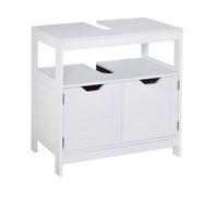 Kleankin armario para debajo de lavabo gabinete de baño con estante 2 puerta de almacenamiento dispositivo antivuelco resistente a la humedad 60x30x60 cm blanco