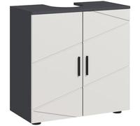 kleankin Armario para Lavabo con Pedestal 20x20 cm U-Corte Gris Claro | Mueble de baño, estante ajustable