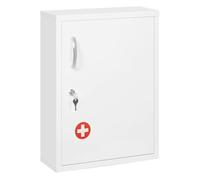 Kleankin botiquín de pared de acero botiquín para medicinas de 3 niveles armario de botiquín con cerradura y 2 llaves para cocina baño 40x15x53,5 cm blanco 40 cm