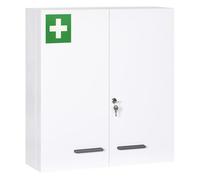 Kleankin botiquín de pared de acero de primero auxilios botiquín para medicinas de 3 niveles armario de baño con cerradura y 2 llaves para cocina 55x18x60 cm blanco 60 cm