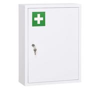 kleankin Botiquín de Pared de Acero 3 Niveles 40x15x53,5 cm Blanco | Primeros Auxilios, Botiquín para Medicinas, Armario de Baño, con Cerradura, 2 Llaves, para Cocina