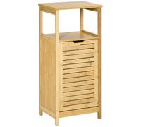 kleankin Cesta para la Ropa Sucia con Estantería de Baño Mueble de Bambú con Cesta Extraíble con 2 Estantes 40x30x86,5 cm Natural Aosom España
