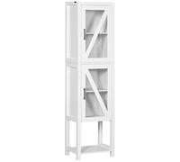 kleankin Columna de Baño con 2 Puertas Estantes Ajustables Estantería para Baño Armario Alto tipo Vitrina 45x30x170 cm Blanco Aosom España