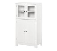kleankin Armario de Baño con Puertas de Cristal y Estante Ajustable Mueble Auxiliar 60x30x108,5cm Armario para baño cocina Aosom España