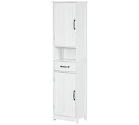 kleankin Columna de Baño Armario de Baño 2 Puertas 40x30x164 cm Blanco