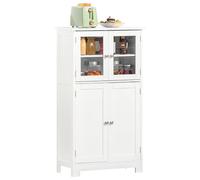 kleankin Columna de Baño con 2 Puertas de Vidrio 60x30x108,5 cm Blanco