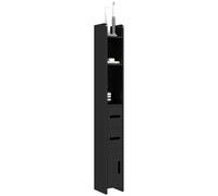kleankin Columna de Baño con Estantes y Armarios, Armario de Baño Alto de Madera para Ahorrar Espacio, 15x17x120cm, Negro