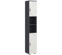 kleankin Columna de Baño de aglomerado con 2 Estantes Abiertos y 2 Armarios de 2 Niveles, 30x30x183 cm, Gris Aosom España