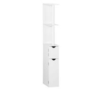 Kleankin columna de baño mueble de baño con puertas y estantes abiertos armario de baño estilo moderno 15,2x29,8x118 cm blanco 29.8 cm