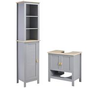 kleankin Conjunto de Baño Estilo Moderno 39x30x168 cm 60x30x60 cm Gris