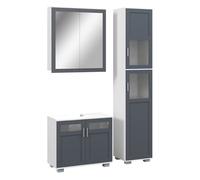 Kleankin conjunto de baño incluye 1 columna de baño 1 armario de baño con espejo y 1 mueble para debajo del lavabo con puertas de vidrio y estantes ajustables blanco