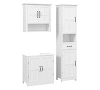Kleankin conjunto de baño incluye 1 columna de baño 1 mueble para debajo del lavabo y 1 armario de pared con estante ajustable estilo moderno blanco