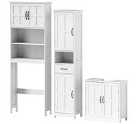 kleankin Conjunto de Baño Incluye 1 Mueble sobre Inodoro 1 Columna de Baño 1 Mueble para Debajo del Lavabo Blanco Aosom España