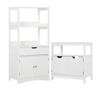 Kleankin conjunto de baño juego de armario de baño con cajón 3 estantes y mueble para debajo del lavabo con 2 puertas antivuelco 60x33x122,5 cm 60x30x60 cm blanco 122.5 cm