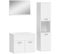 kleankin Conjunto de muebles de baño 4 piezas, mural, con espejo, mueble bajo lavabo, lavabo y armario alto, blanco Aosom España