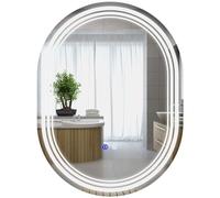 kleankin Espejo Baño con Luz 70x50 cm Antivaho IP44 Horizontal/Vertical | Espejo de Pared, 3 Colores de Luz, Brillo Regulable, Función de Memoria, Interruptor Táctil