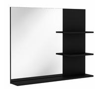 Kleankin Espejo de Baño con 3 Estantes Portaobjetos para Maquillaje, Negro