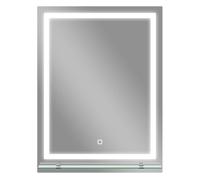 kleankin Espejo de Baño con Luces LED 60x80 cm, 3 Colores de Luz, Vertical | Espejo de Pared, Brillo Regulable, Estante de Vidrio, Función de Memoria, Interruptor Táctil, IP44