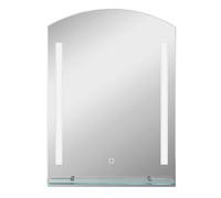 Kleankin espejo de baño con luces led 70x50 cm espejo para baño con interruptor táctil iluminación regulable función de memoria y estante de vidrio para salón entrada plata