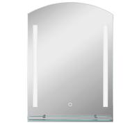 kleankin Espejo de Baño con Luces LED 70x50 cm Interruptor Táctil Iluminación Regulable y Estante de Vidrio Plata