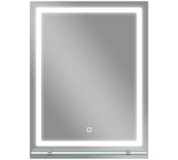 kleankin Espejo para Baño 60x80 cm con 3 Colores de Luz Estante de Vidrio Función de Memoria e Interruptor Táctil Plata