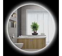 kleankin Espejo Redondo LED Iluminado 70 cm Blanco y Plata | Espejo de pared, con iluminación, interruptor táctil, sistema antivaho, brillo ajustable, 35W.