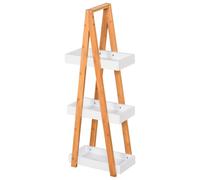 kleankin Estantería de Baño de Bambú con 3 Estantes Estantería de Almacenaje Estantería de Madera en Forma de A 30x18x81 cm Natural y Blanco