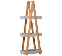kleankin Estantería de Baño de Bambú con 3 Estantes Estantería de Madera en Forma de A 30x18x81 cm Natural y Gris