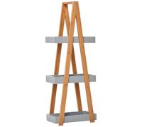 Kleankin estantería de baño de bambú con 3 estantes estantería de almacenaje estantería de madera en forma de a 30x18x81 cm natural y gris
