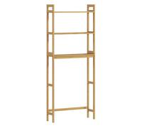 Kleankin estantería sobre inodoro de bambú estantería de baño con 3 estantes y alfombrillas antideslizantes antivuelco estilo moderno 68x20x165 cm natural 20 cm