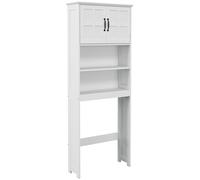kleankin Estanteria sobre Inodoro Mueble para Baño con 2 Puertas Estantes Abiertos Ajustable 66x23x178 cm Blanco Aosom España