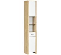 kleankin Mueble alto de baño en aglomerado con un cajón, 2 armarios y 2 estantes abiertos regulables, 37x30x184 cm Aosom España