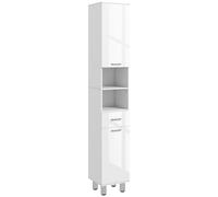 kleankin Mueble Auxiliar Baño Moderno con 1 Cajón 3 Estantes Ajustables y 2 Armarios 30x30x180 cm Blanco Espacioso Aosom España