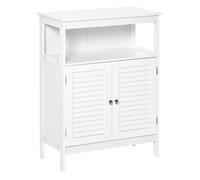 kleankin Mueble Baño Armario para baño con 2 Puertas de Persianas Estante Abierto Gran Espacio Armario Auxiliar Blanco Aosom España