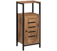 kleankin Mueble bajo de baño con puerta de lamas estructura de acero nicho abierto 37x30x85 cm Marrón rústico Aosom España