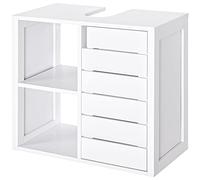 kleankin Mueble Bajo de Lavabo para Baño Suspendido Compacto con 2 Estantes Abiertos y Zona Cerrada 60x30x54 cm Blanco Aosom España