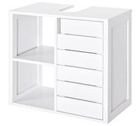 kleankin Mueble Bajo de Lavabo para Baño Suspendido Compacto con 2 Estantes Abiertos y Zona Cerrada 60x30x54 cm Blanco Aosom España