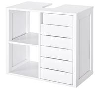 kleankin Mueble Bajo de Lavabo para Baño Suspendido Compacto con 2 Estantes Abiertos y Zona Cerrada 60x30x54 cm Blanco Aosom España