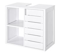 kleankin Mueble Bajo de Lavabo para Baño Suspendido Compacto con 2 Estantes Abiertos y Zona Cerrada 60x30x54 cm Blanco Aosom España