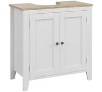 kleankin Mueble Lavabo 60x30x60 cm Armario Bajo Baño con Puertas Estante Ajustable Blanco Estilo Moderno Aosom España