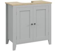kleankin Mueble bajo Lavabo Mueble de Baño 2 Puertas 60x30x60 cm Gris | Estante Ajustable, Armario de Baño, para Lavabo con o sin Pedestal, Estilo Moderno