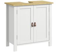 kleankin Mueble bajo Lavabo Mueble de Lavabo con Pie con 2 Puertas 2 Mangos y Estante Ajustable sin Lavabo 60x30x60 cm Blanco