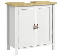 kleankin Mueble bajo Lavabo Mueble de Lavabo con Pie Mueble de Baño con 2 Puertas 2 Mangos y Estante Ajustable sin Lavabo 60x30x60 cm Blanco