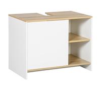 kleankin Mueble Bajo Lavabo Mueble de Lavabo Moderno Mueble de Baño con Compartimentos y Puerta 77x45x60 cm Blanco y Natural