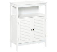 kleankin Mueble Baño Armario para baño con 2 Puertas de Persianas Estante Abierto Gran Espacio Armario Auxiliar Blanco Aosom España