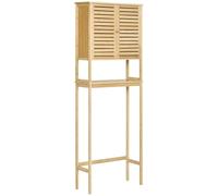 kleankin Mueble de Bambú sobre Inodoro 2 Puertas 60x23x173 cm Natural