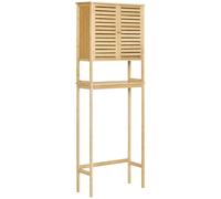 kleankin Mueble de Bambú sobre Inodoro Armario Alto con 2 Puertas 1 Balda Interior y 1 Estante de Almacenaje 60x23x173 cm Natural Aosom España