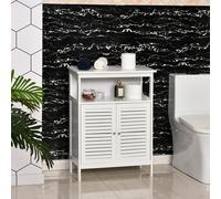 kleankin Mueble de Baño Armario Auxiliar para Baño con de Persianas Estante Abierto Gran de Almacenamiento Diseño Moderno 60x30x81, 6 cm